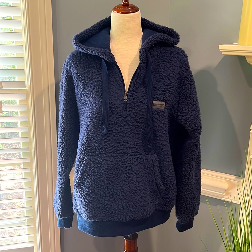 Simply southern navy hooded zip pullover fleece